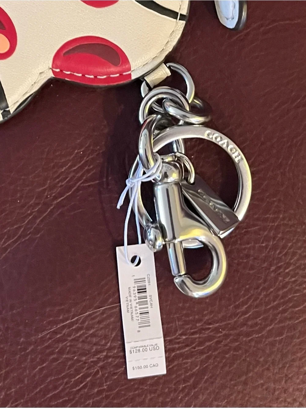 COACH Heart Cherry Zip Keychain Coin Pouch - New With Tags!!!! - Picture 4 of 4